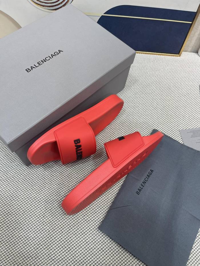 Balenciag* Pool Slide Red White