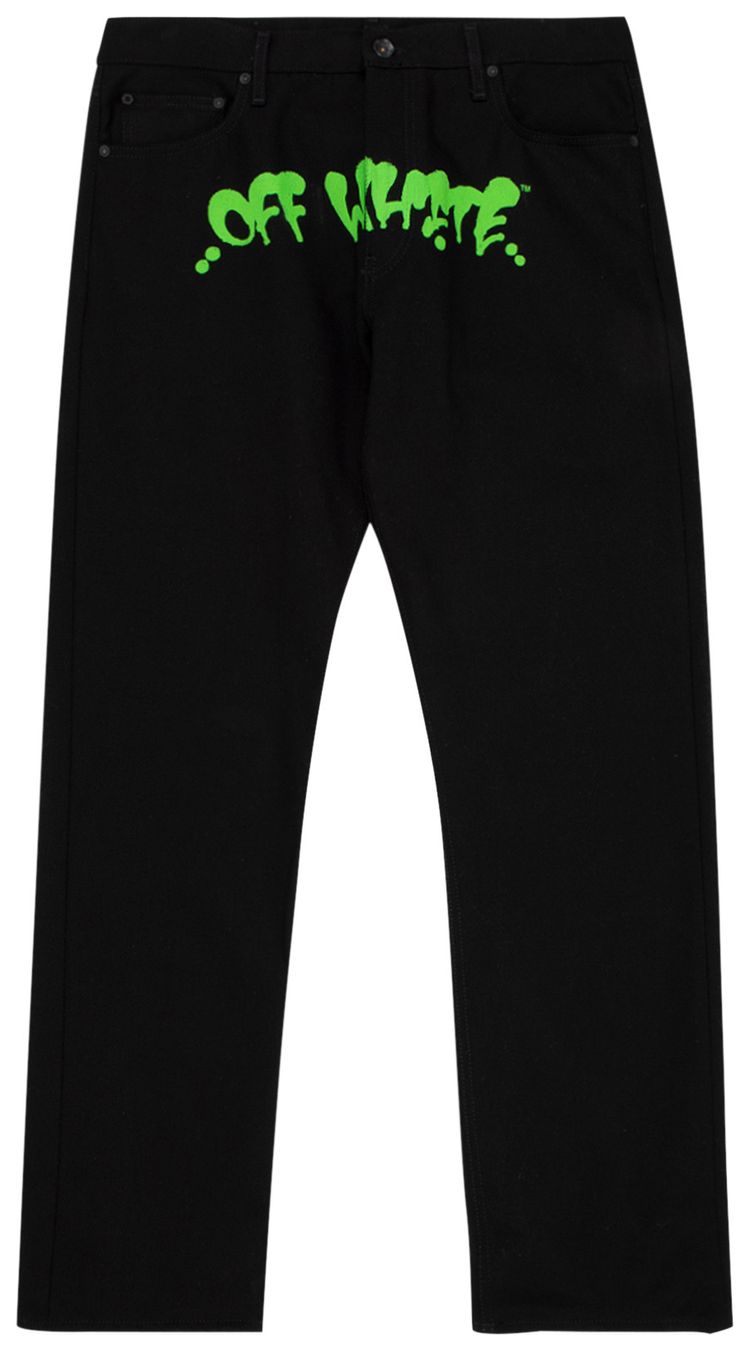 OFF-WHITE NEEN SLIM STRAIGHT JEANS 'BLACK/GREEN'