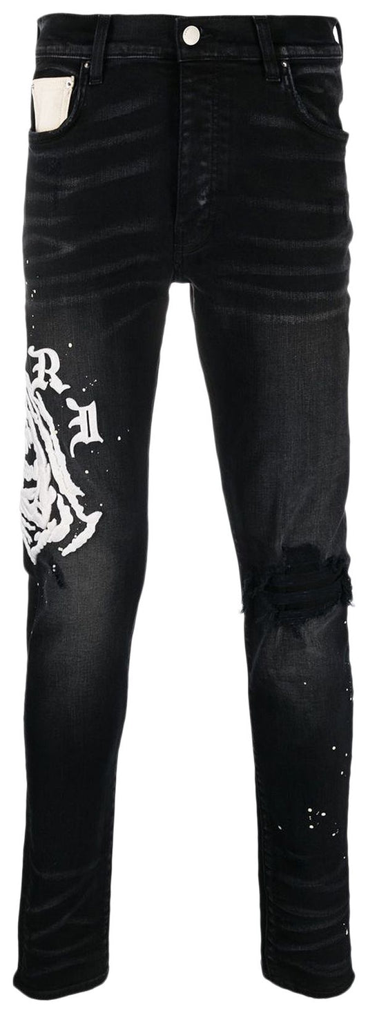 AMIRI X WES LANG REAPER LOGO JEAN 'AGED BLACK'