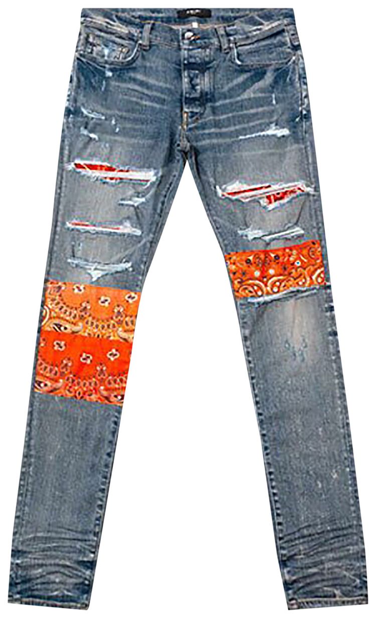 AMIRI VINTAGE BANDANA ARTPATCH JEAN 'CLAY INDIGO'