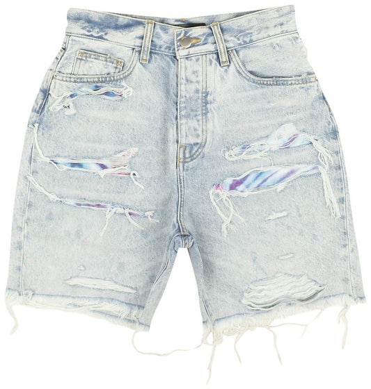 AMIRI TIE DYE THRASHER JEAN SHORTS 'BLUE'