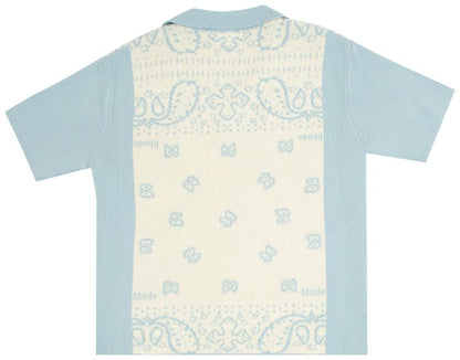 RHUDE BANCO KNIT SHIRT 'STONE BLUE/IVORY'