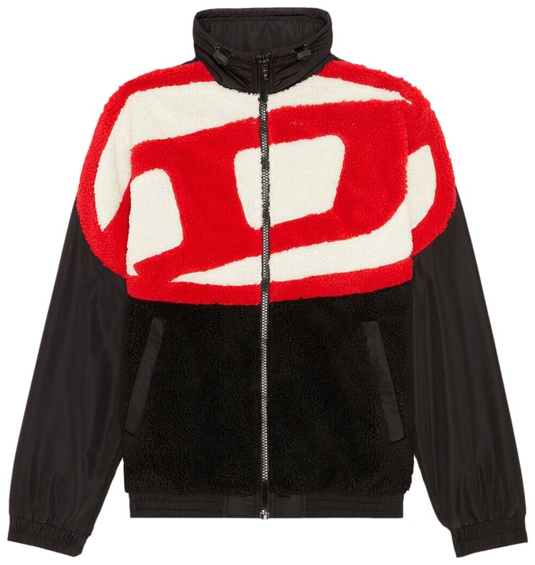 DIESEL TEDDY FLEECE TRACK JACKET 'BLACK/RED'