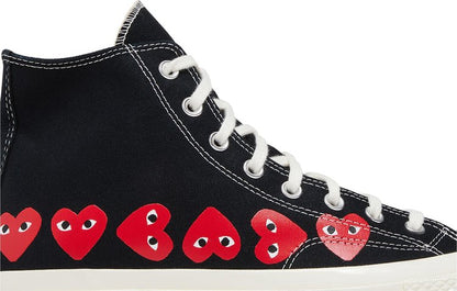 COMME DES GARÇONS PLAY X CHUCK 70 HIGH 'MULTI HEART - BLACK'