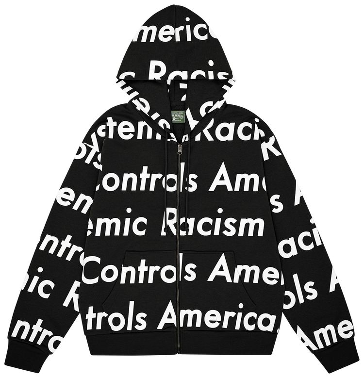 DENIM TEARS X ARTHUR JAFA SYSTEMIC RACISM CONTROLS AMERICA ZIP UP HOODIE 'BLACK'