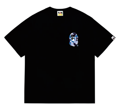 BAPE×Stuss! Blue Color Camo By Bathing Tee