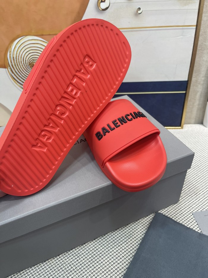 Balenciag* Pool Slide Red White