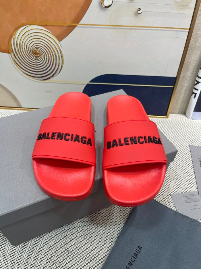 Balenciag* Pool Slide Red White