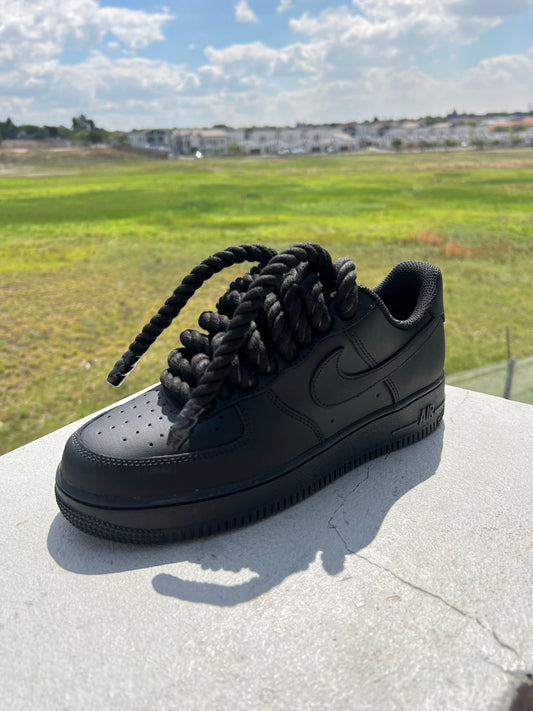 All Black Custom Rope Lace Airforce 1