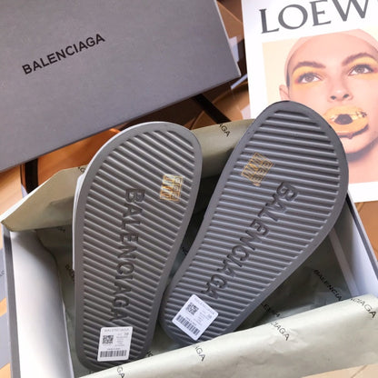 Balenciag* Pool Slide Grey