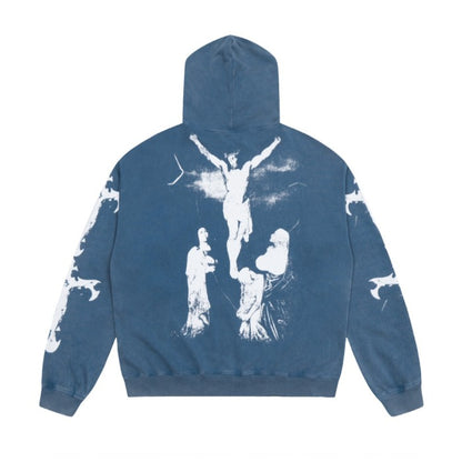 Saint Mich@el Tears Washed Distressed Salt-Treated 400g Heavy-Weight Vintage Terry Cloth Hoodie