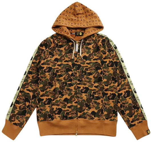 BAPE X MCM CAMO ZIP HOODIE 'BROWN'