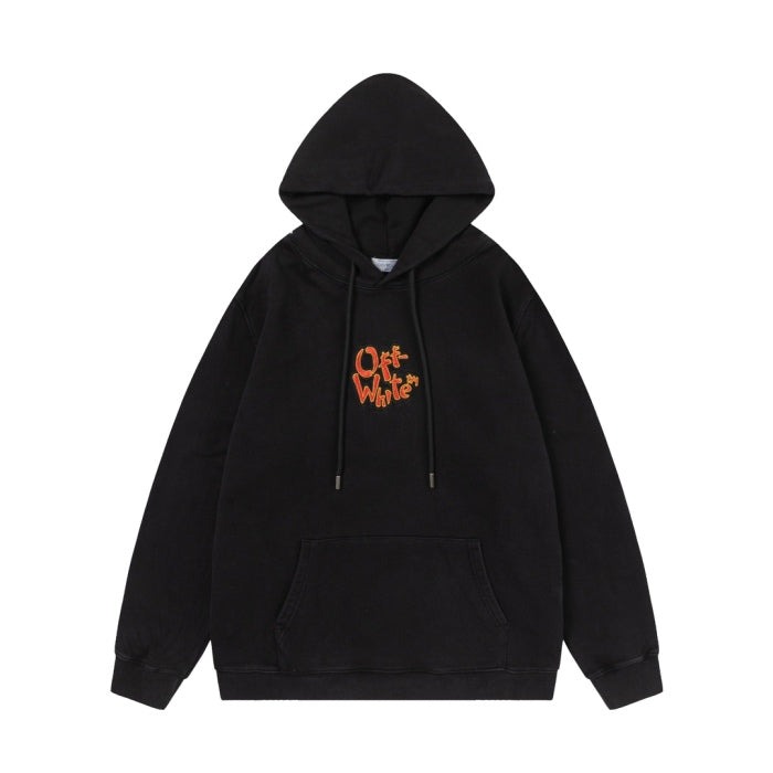 OFF-WHITE 24SS NEW EMBROIDERED CLOUD AND DRAGON WASHED HOODIE