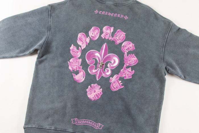 Chrome Hearts latest basic crewneck sweatshirt Gray/Pink