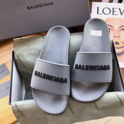 Balenciag* Pool Slide Grey