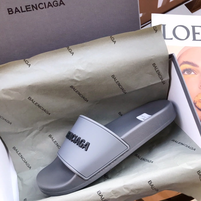 Balenciag* Pool Slide Grey