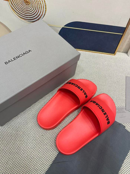 Balenciag* Pool Slide Red White