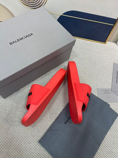 Balenciag* Pool Slide Red White