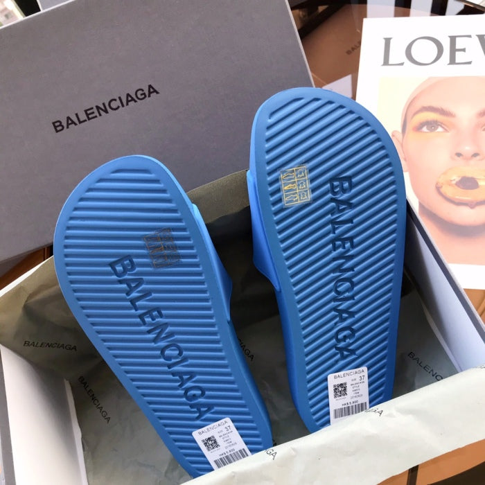 Balenciag* Pool Slide Blue