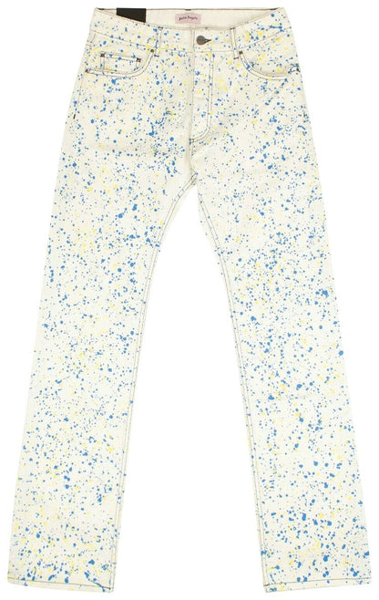 PALM ANGELS SPLATTER JEANS 'WHITE/BLUE/YELLOW'