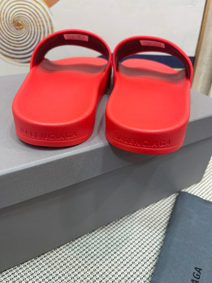 Balenciag* Pool Slide Red White