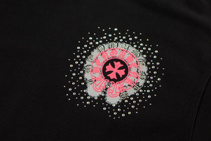 Chrome Hearts latest heavy-weight basic crewneck sweatshirt in black/pink