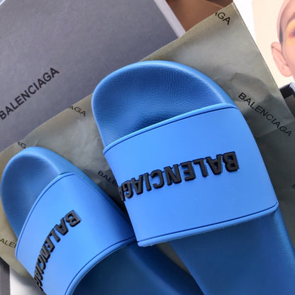 Balenciag* Pool Slide Blue