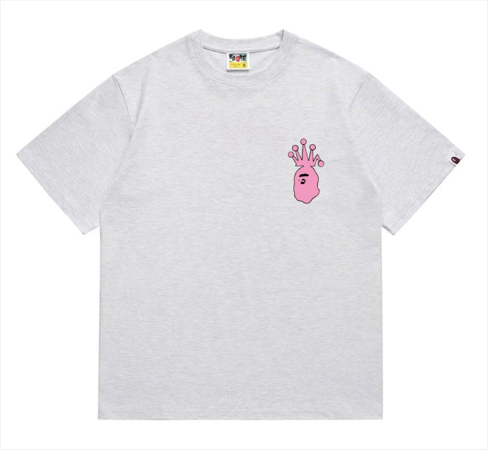 BAPE×STUSS! PINK COLOR LOGO LETTERING TEE