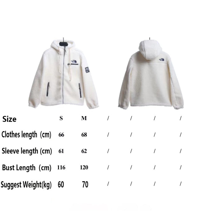 The North Face Double Laminated Sherpa White Zip Jacket