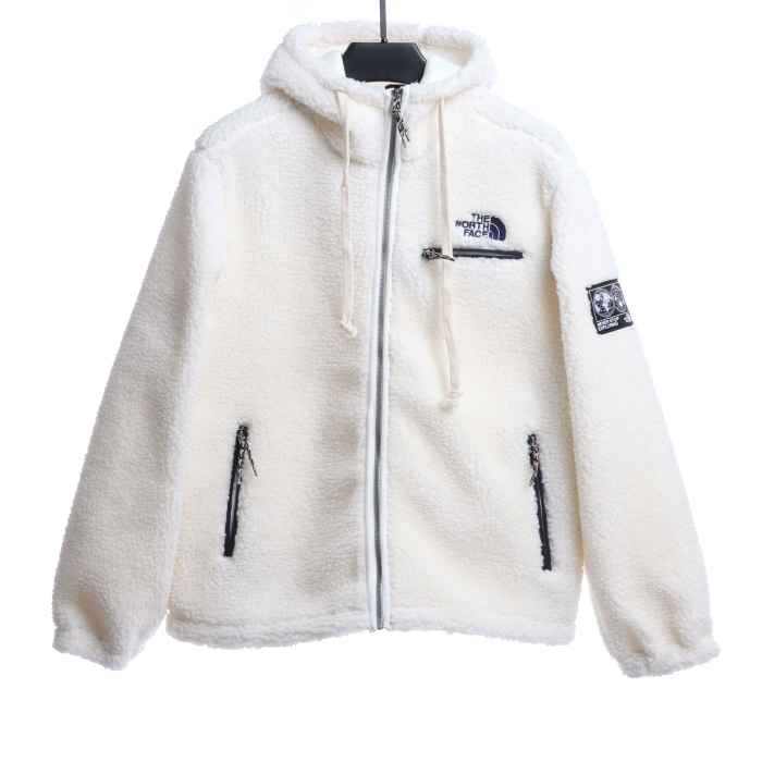 The North Face Double Laminated Sherpa White Zip Jacket