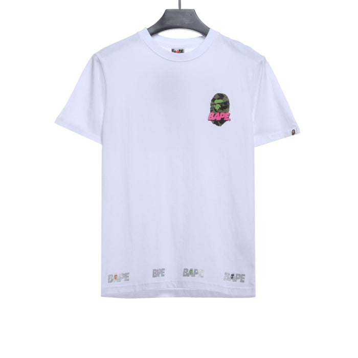 BAPE camouflage ape head reflective letter printing short sleeves