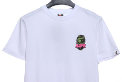 BAPE camouflage ape head reflective letter printing short sleeves