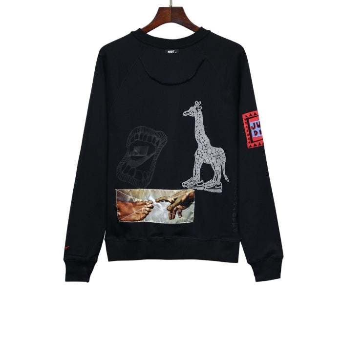 NK 3M reflective graffiti print giraffe sweater pullover