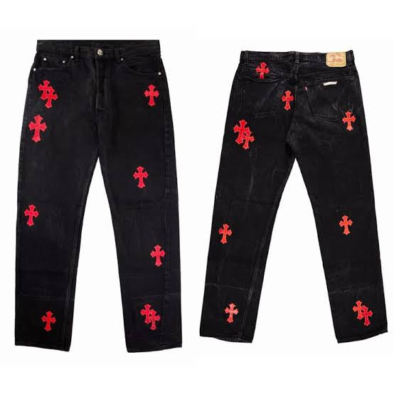 CHROME HEARTS RED CROSS PATCH DENIM