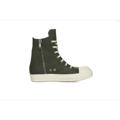 RICK OWENS LEATHER HIGH TOP GREEN