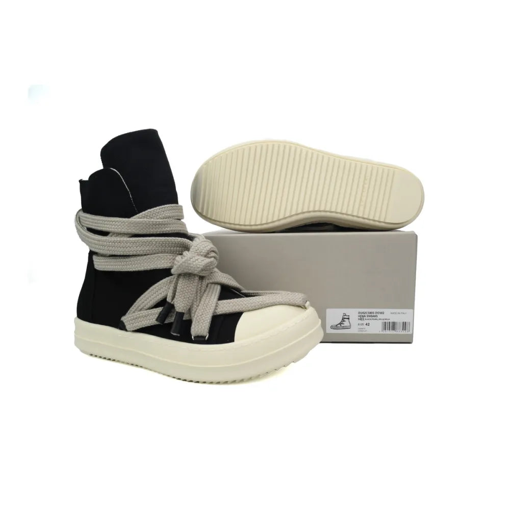 Rick Owens DRKSHDW Hexa High Black Pearl Milk Fat Lace