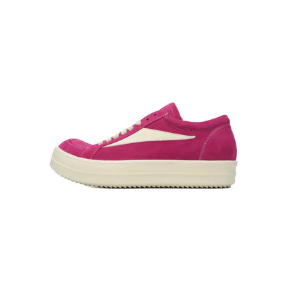 Rick Owens EDFU Vintage Sneaks Velour Suede Hot Pink Milk White