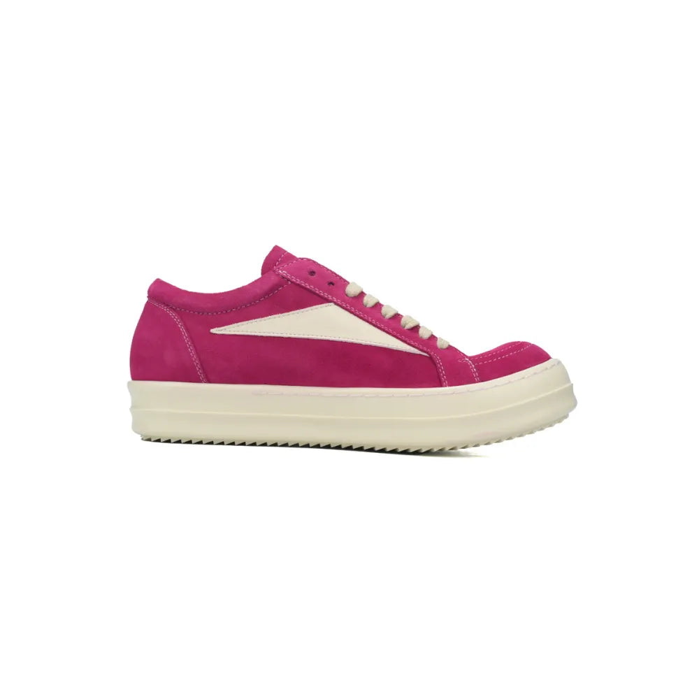 Rick Owens EDFU Vintage Sneaks Velour Suede Hot Pink Milk White