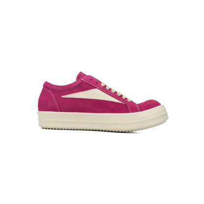 Rick Owens EDFU Vintage Sneaks Velour Suede Hot Pink Milk White