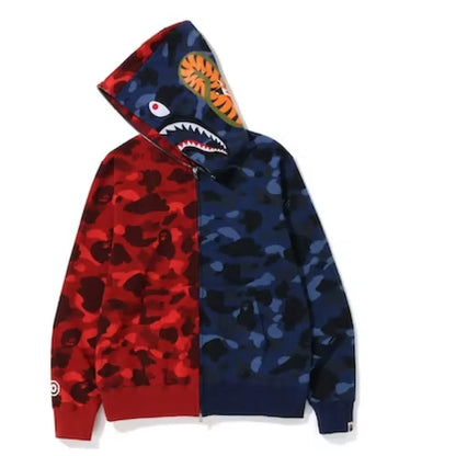 BAPE COLOR CAMO SHARK FULL ZIP HOODIE (FW22) RED NAVY