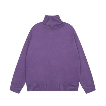 Am1 2024SS classic purple jacquard big heart turtleneck sweater