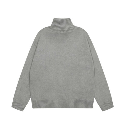 Am1 2024SS classic gray jacquard big heart turtleneck sweater