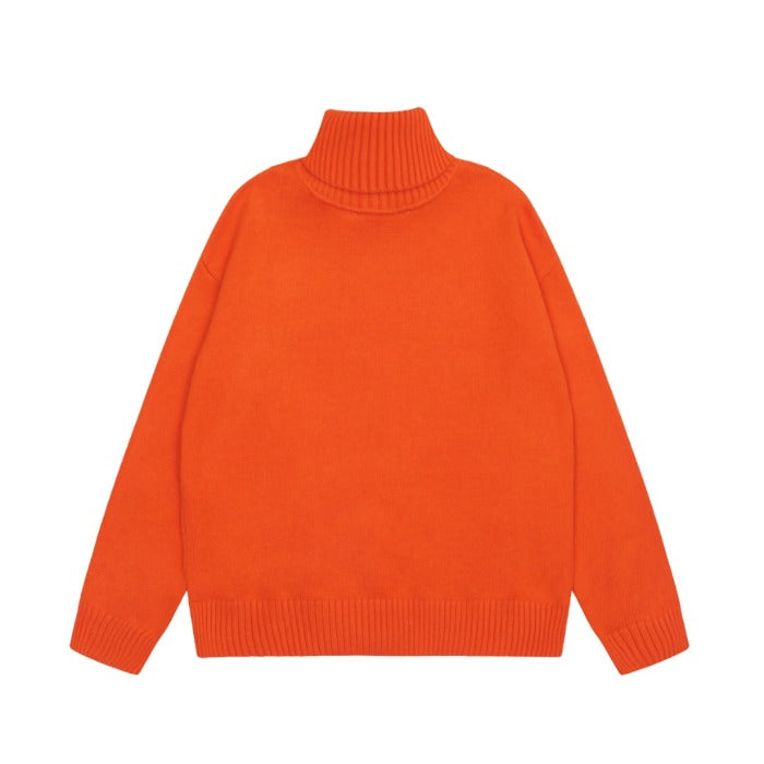 Am1 2024SS classic orange jacquard big heart turtleneck sweater