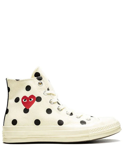 COMME DES GARÇONS PLAY X CONVERSE CHUCK 70 HI "POLKA DOT WHITE" SNEAKERS