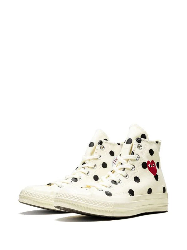 COMME DES GARÇONS PLAY X CONVERSE CHUCK 70 HI "POLKA DOT WHITE" SNEAKERS