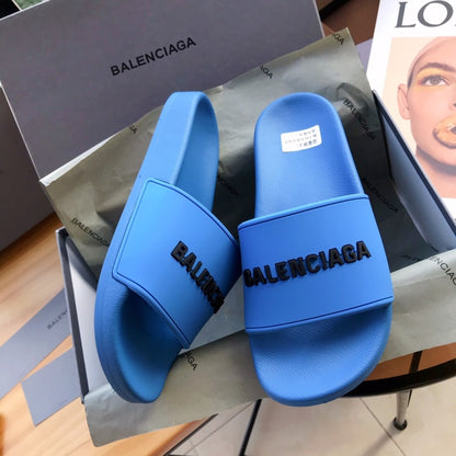 Balenciag* Pool Slide Blue