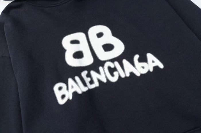 Balenciag* Large Fit Hand-Drawn BB Icon Hoodie