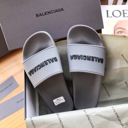 Balenciag* Pool Slide Grey