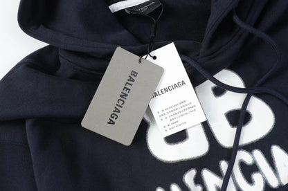 Balenciag* Large Fit Hand-Drawn BB Icon Hoodie