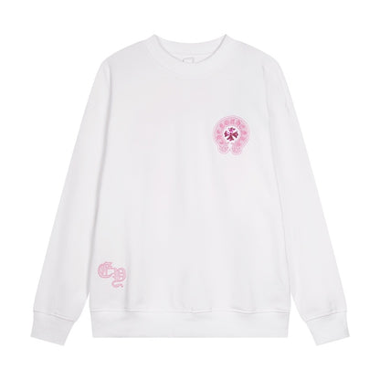 Chrome Hearts latest basic crewneck sweatshirt White/Pink